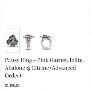 BARBARA BIXBY PANSY GEMSTONE RING IOLITE ABALONE SIZE 9 CARVED FLOWER Gift